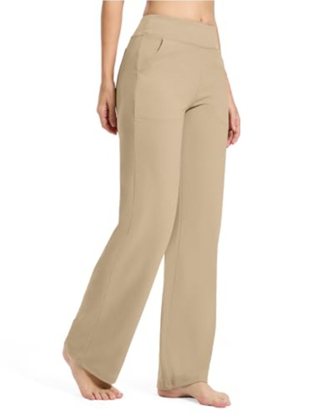 Wide Leg Yoga Pants High Waist with Pockets 36" Inseam Nylon